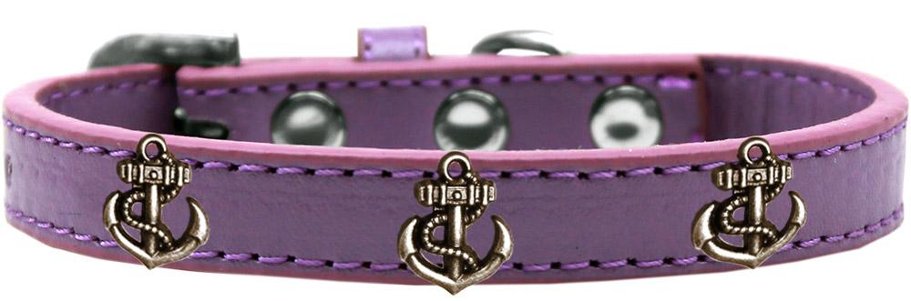 Bronze Anchor Widget Dog Collar Lavender Size 14