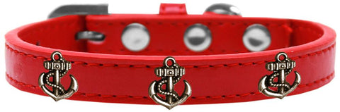 Bronze Anchor Widget Dog Collar Red Size 20