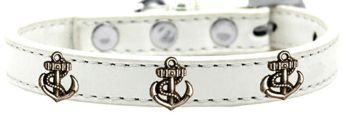 Bronze Anchor Widget Dog Collar White Size 18