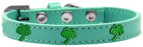 Green Palm Tree Widget Dog Collar Aqua Size 10