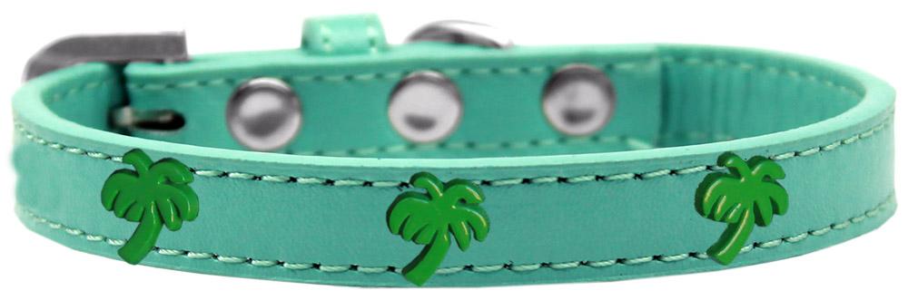 Green Palm Tree Widget Dog Collar Aqua Size 20