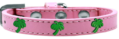 Green Palm Tree Widget Dog Collar Light Pink Size 12