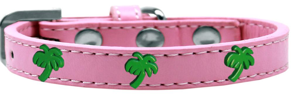 Green Palm Tree Widget Dog Collar Light Pink Size 14