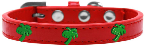 Green Palm Tree Widget Dog Collar Red Size 14