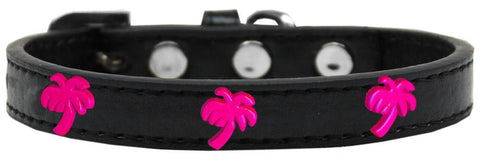 Pink Palm Tree Widget Dog Collar Black Size 10