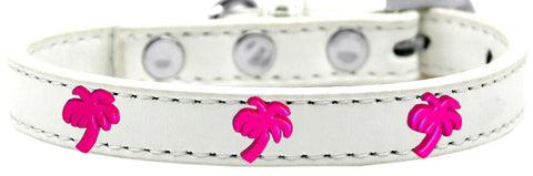 Pink Palm Tree Widget Dog Collar White Size 10