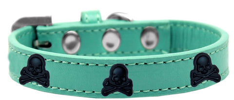 Skull Widget Dog Collar Aqua Size 12