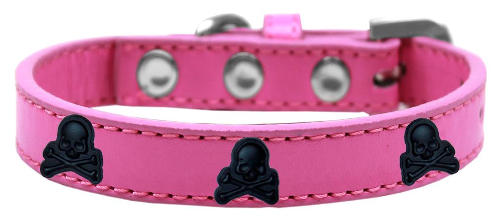 Skull Widget Dog Collar Bright Pink Size 10