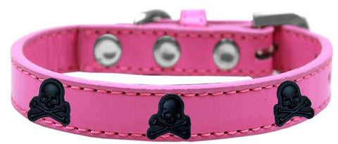 Skull Widget Dog Collar Bright Pink Size 12