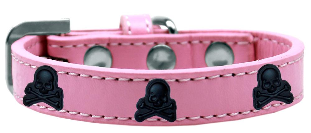 Skull Widget Dog Collar Light Pink Size 16