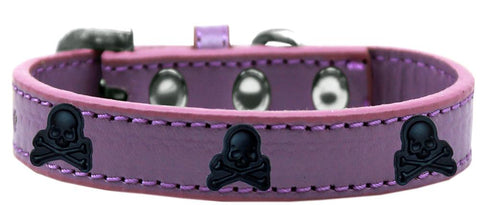 Skull Widget Dog Collar Lavender Size 14