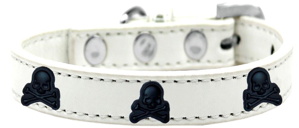 Skull Widget Dog Collar White Size 10