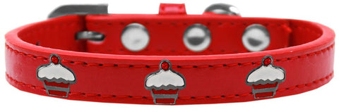 Red Cupcake Widget Dog Collar Red Size 10