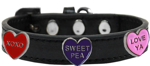 Conversation Hearts Widget Dog Collar Black Size 10