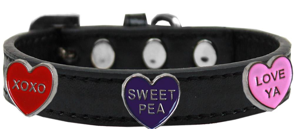 Conversation Hearts Widget Dog Collar Black Size 16