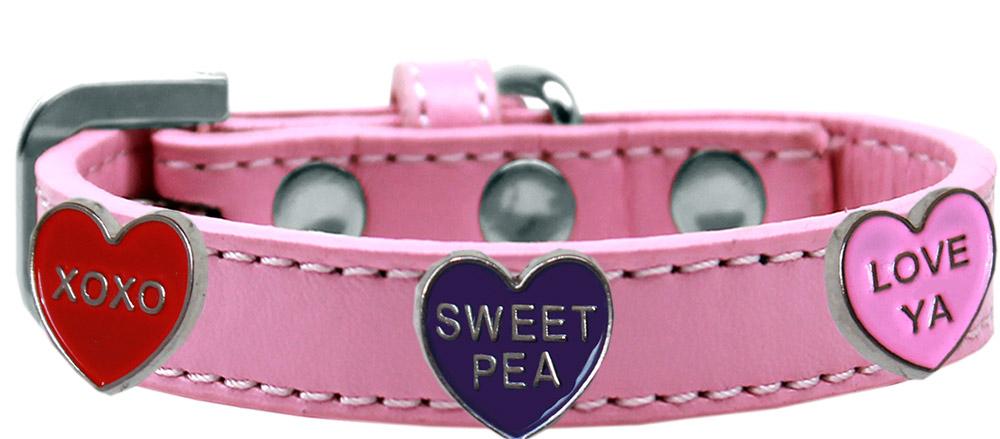 Conversation Hearts Widget Dog Collar Light Pink Size 14