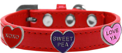 Conversation Hearts Widget Dog Collar Red Size 10