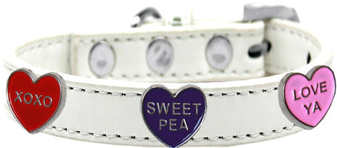 Conversation Hearts Widget Dog Collar White Size 10