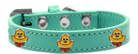 Chickadee Widget Dog Collar Aqua Size 12