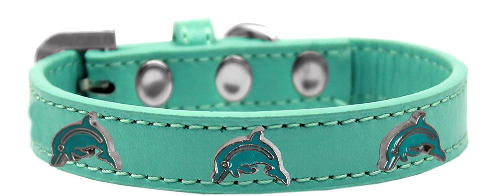 Dolphin Widget Dog Collar Aqua Size 10