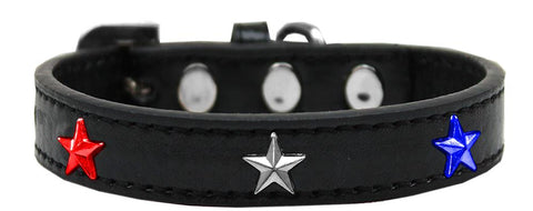 Red, White And Blue Stars Widget Dog Collar Black Size 10