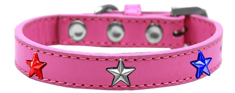 Red, White And Blue Stars Widget Dog Collar Bright Pink Size 16