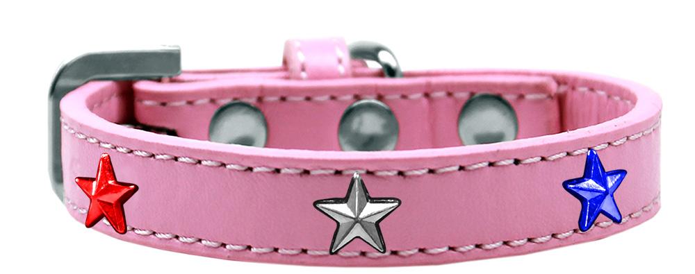 Red, White And Blue Stars Widget Dog Collar Light Pink Size 10