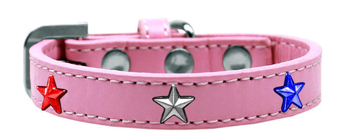 Red, White And Blue Stars Widget Dog Collar Light Pink Size 10