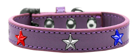 Red, White And Blue Stars Widget Dog Collar Lavender Size 10