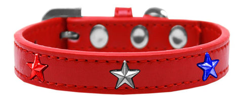 Red, White And Blue Stars Widget Dog Collar Red Size 10