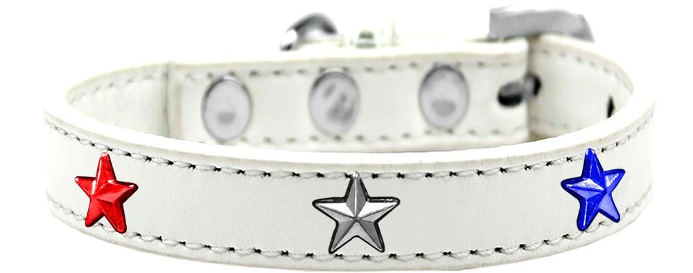 Red, White And Blue Stars Widget Dog Collar White Size 20