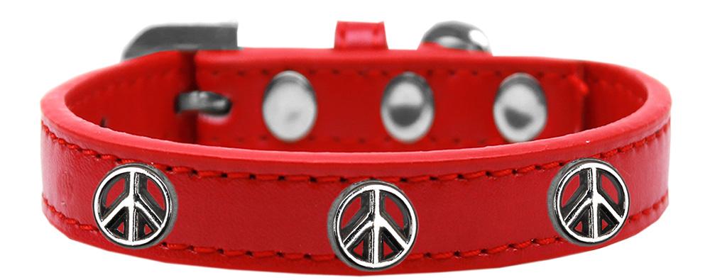 Peace Sign Widget Dog Collar Red Size 12