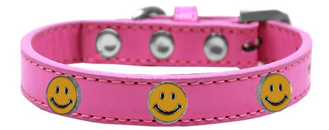 Happy Face Widget Dog Collar Bright Pink Size 10