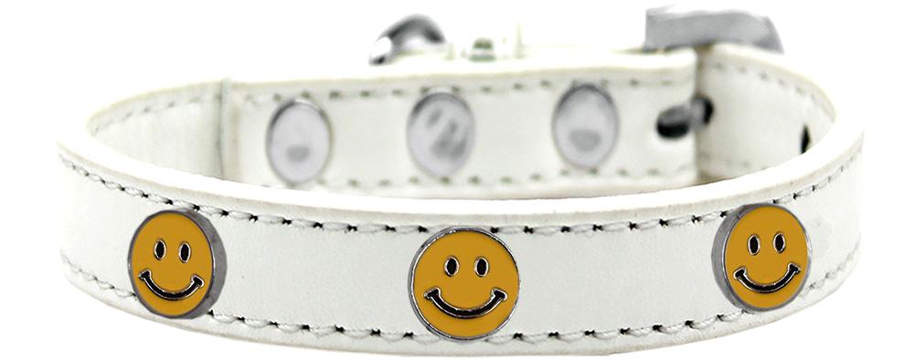 Happy Face Widget Dog Collar White Size 10