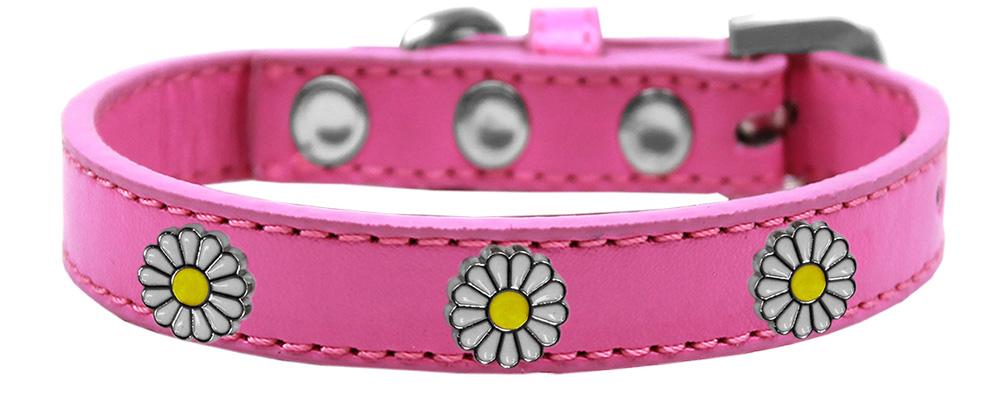 White Daisy Widget Dog Collar Bright Pink Size 10