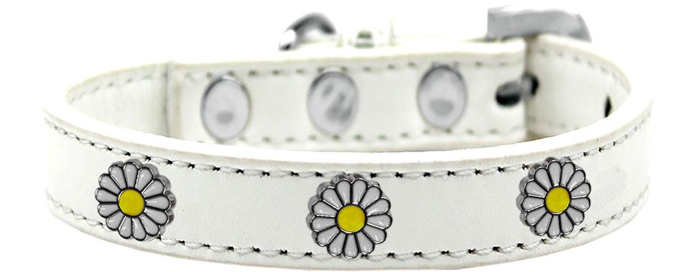 White Daisy Widget Dog Collar White Size 10