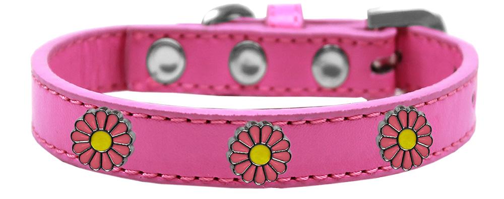 Pink Daisy Widget Dog Collar Bright Pink Size 10