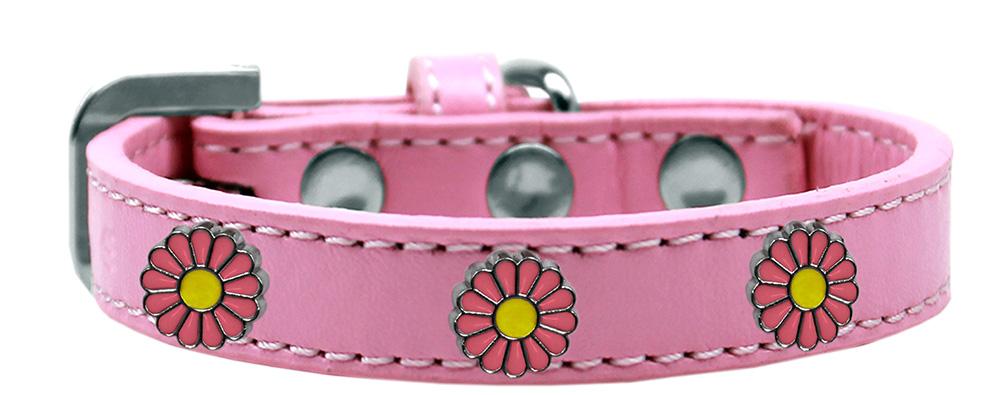 Pink Daisy Widget Dog Collar Light Pink Size 12