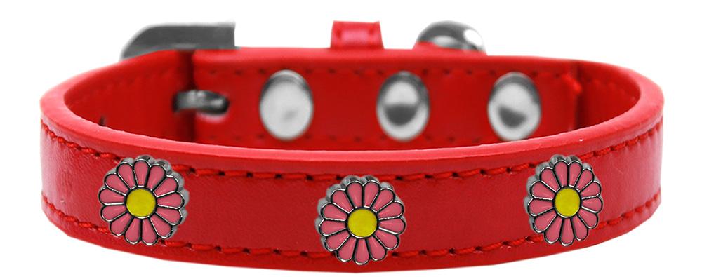 Pink Daisy Widget Dog Collar Red Size 14