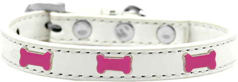 Pink Bone Widget Dog Collar White Size 10