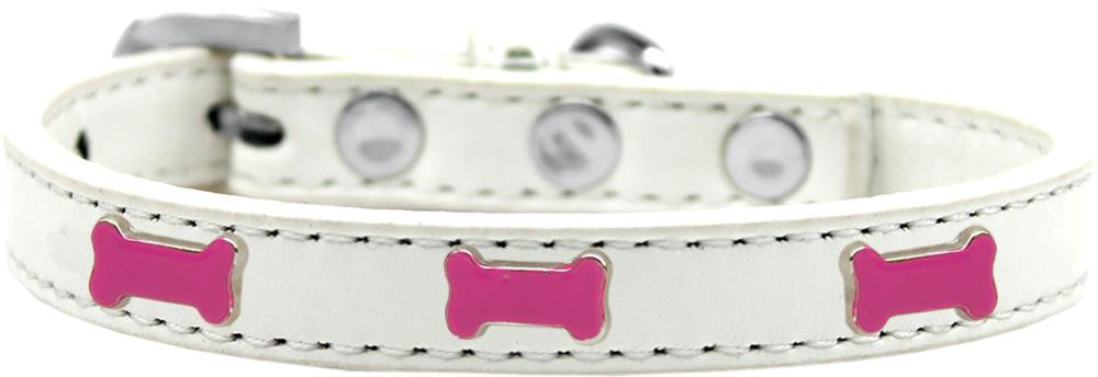 Pink Bone Widget Dog Collar White Size 14