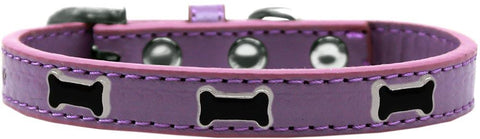 Black Bone Widget Dog Collar Lavender Size 12