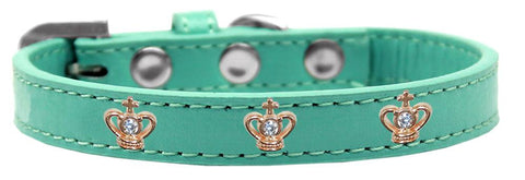 Gold Crown Widget Dog Collar Aqua Size 10