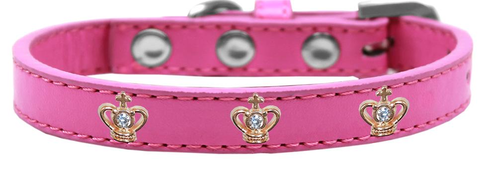 Gold Crown Widget Dog Collar Bright Pink Size 10