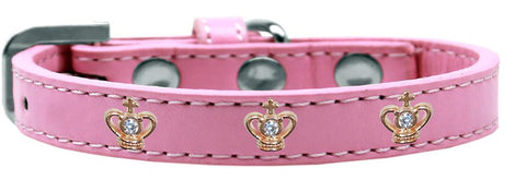 Gold Crown Widget Dog Collar Light Pink Size 10