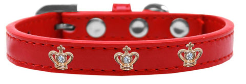 Gold Crown Widget Dog Collar Red Size 14