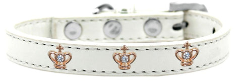 Gold Crown Widget Dog Collar White Size 10