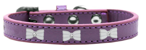 White Bow Widget Dog Collar Lavender Size 12