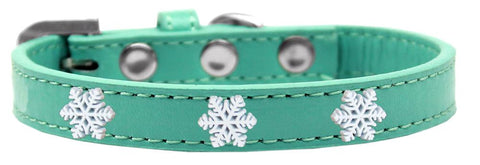 Snowflake Widget Dog Collar Aqua Size 10