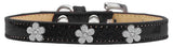 Silver Flower Widget Dog Collar Black Ice Cream Size 12